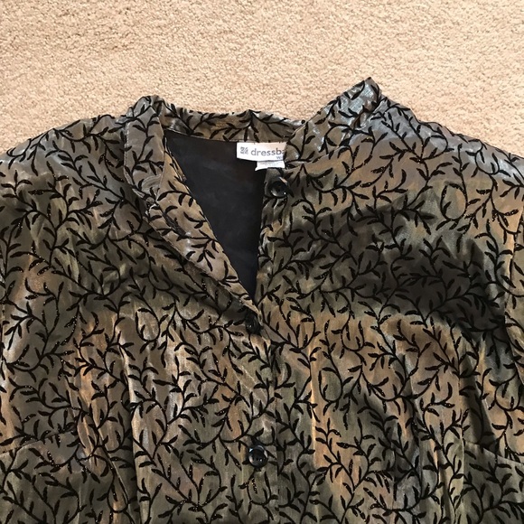 Dressbarn Elegant Blouse NEW Women Plus Size 2X Gold Lame Black Velvet Easy Care - Picture 2 of 12